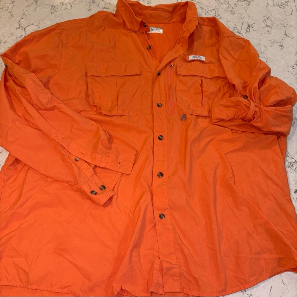 Gander Mountain Guide Series Men's Lightweight‎ Orange Fishing outdoor shirt XXL